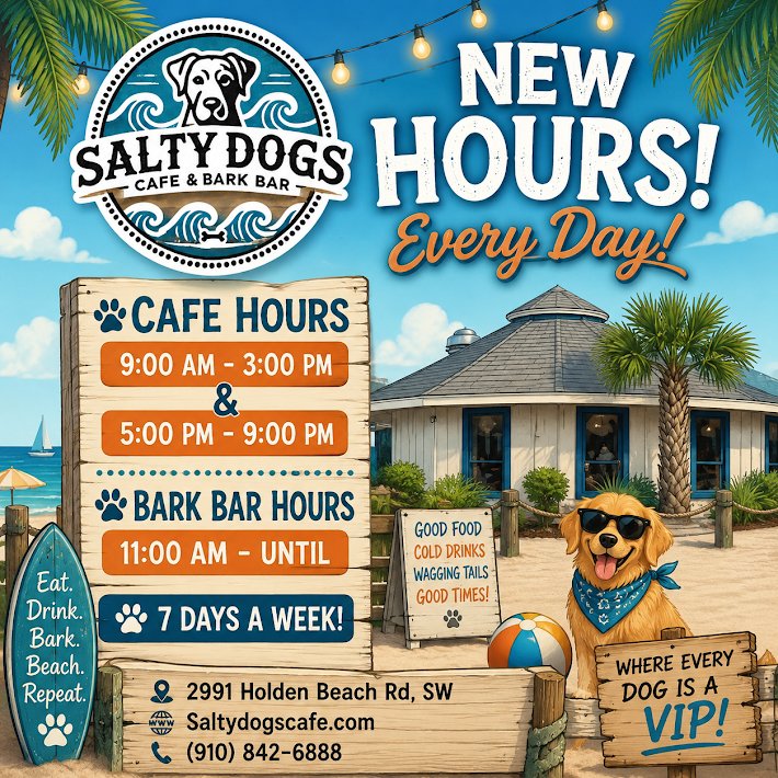 Salty Dogs Cafe & Bark Bar near Holden Beach NC
